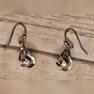[Wrapped Sphere] Silver Tone Drop Earrings